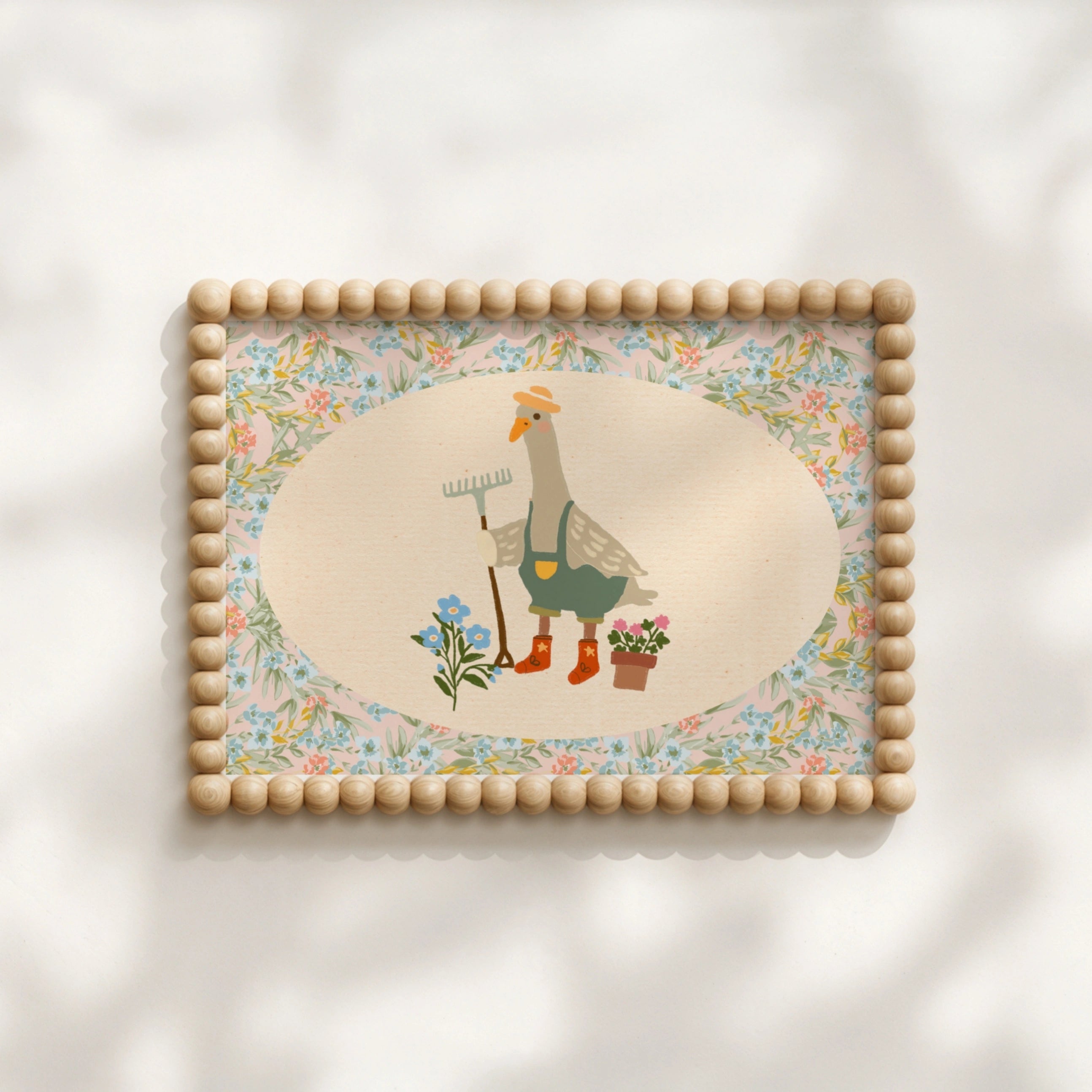 Gardening Goose Vintage Nursery Print – Retro Animal Wall Art, Vintage Nursery Decor