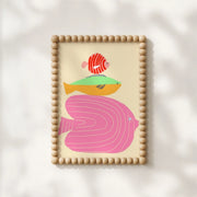 Tropical Fish Over Pink Waves – Coastal Wall Art