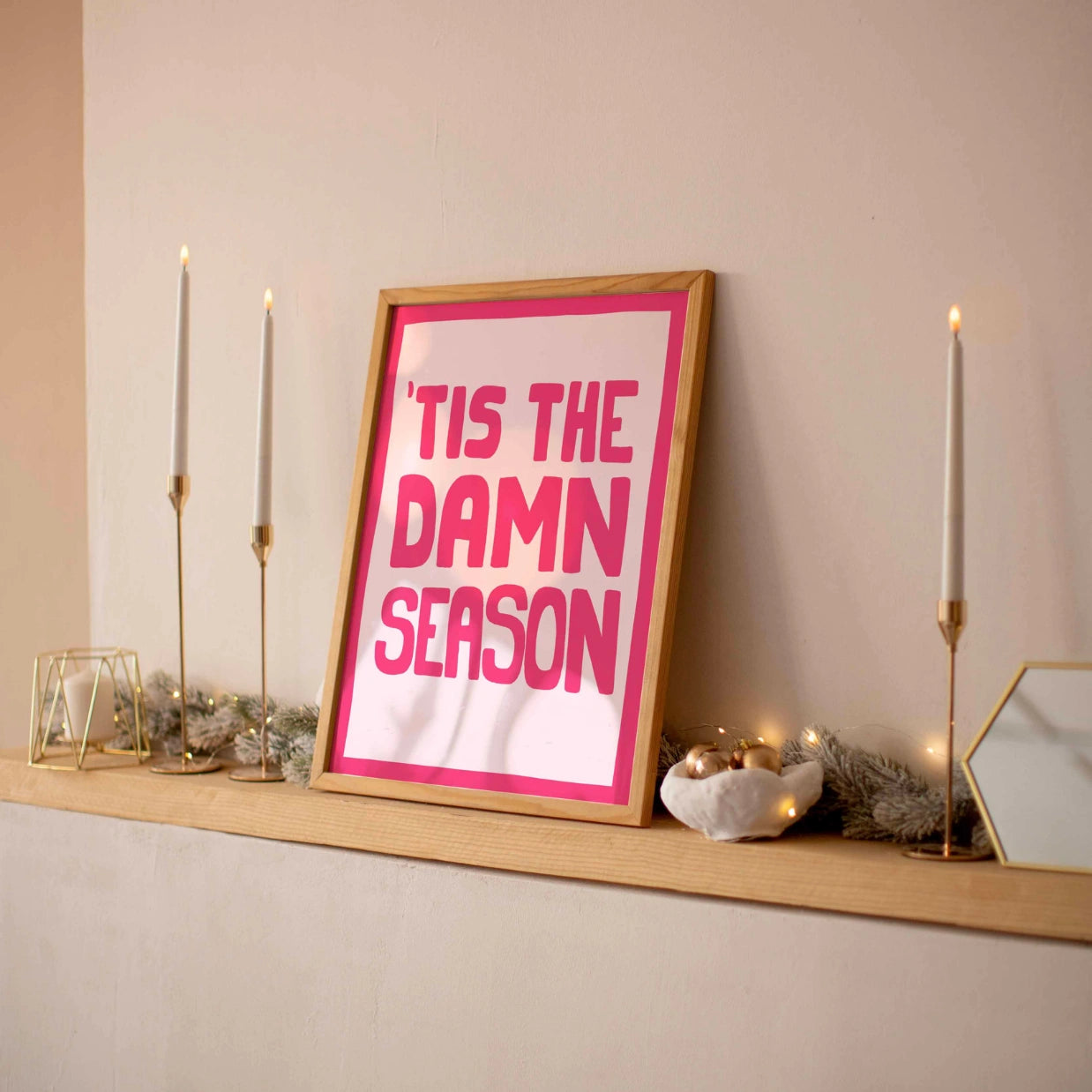 Trendy Pink Christmas Wall Art