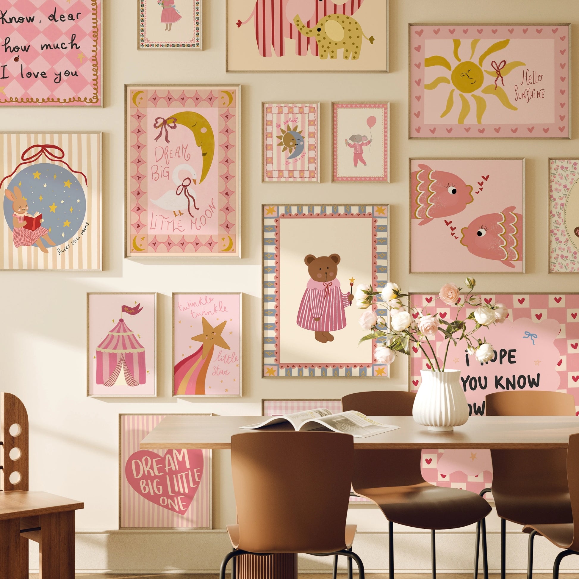 Handmade Pink Nursery Decor, over 180 prints