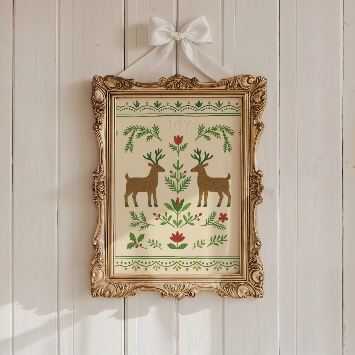 Joy Reindeer Christmas Print