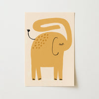 Orange Elephant Wall Art – Minimalist Nursery Poster