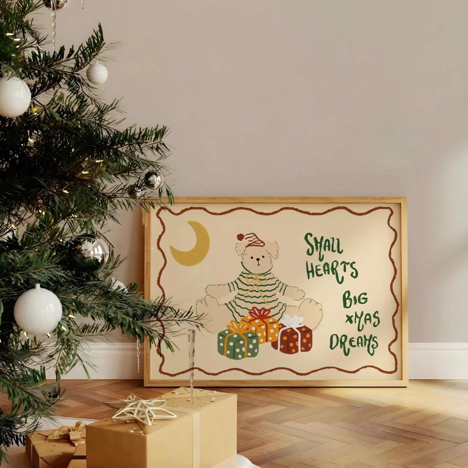 Teddy Bear Christmas Nursery Print