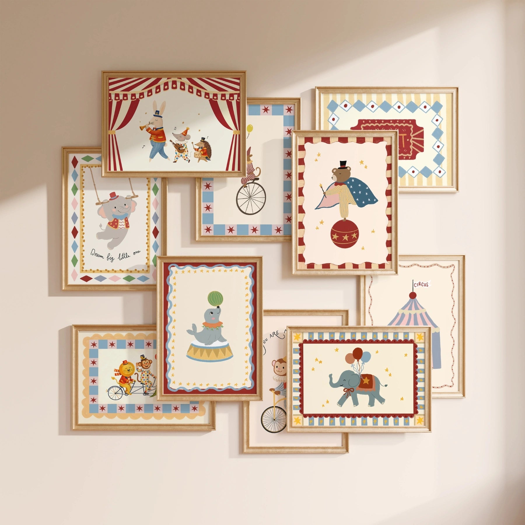 Décoration de chambre de bébé cirque faite main, 20 affiches