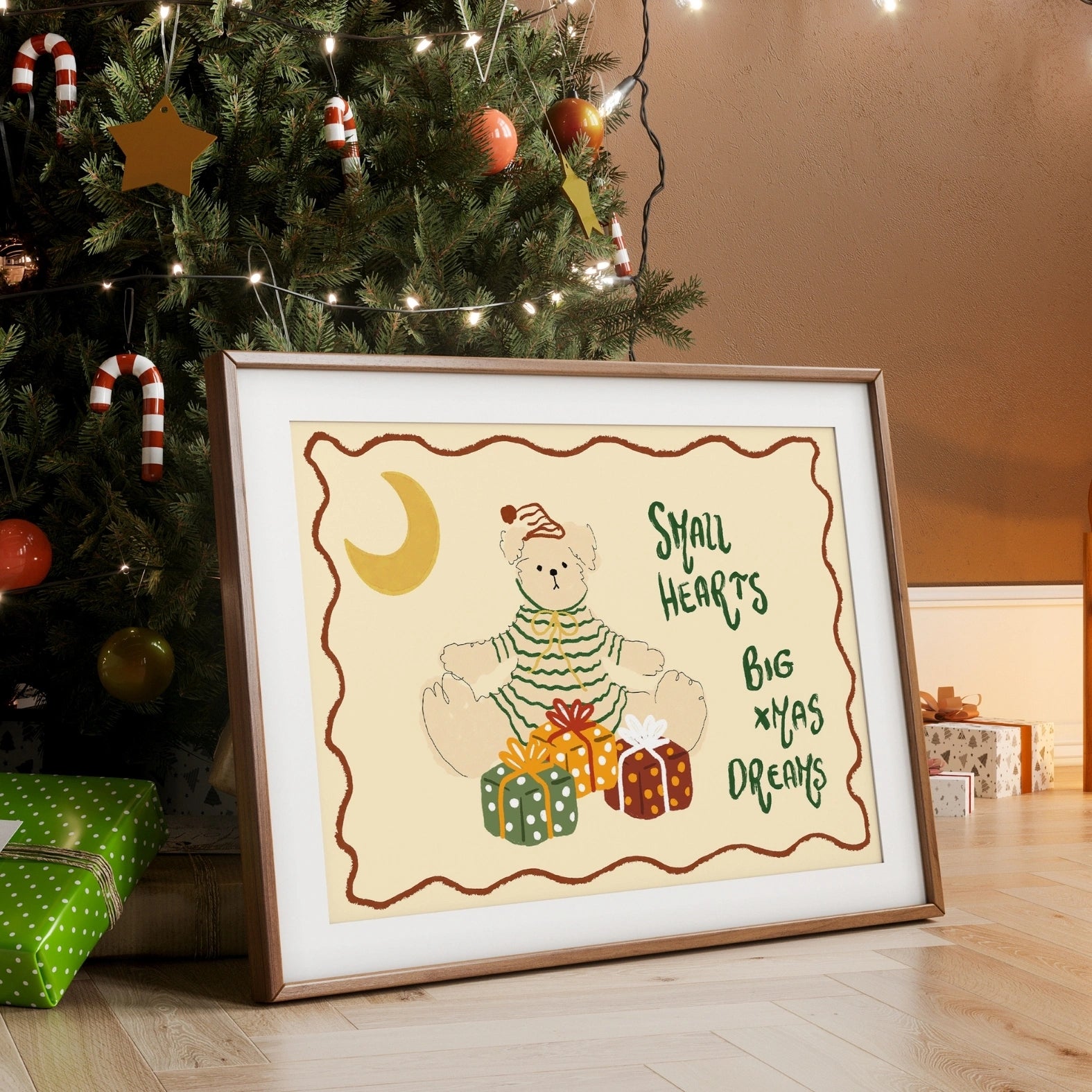 Teddy Bear Christmas Nursery Print