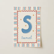 Righe e stelline – Poster con nome personalizzato
