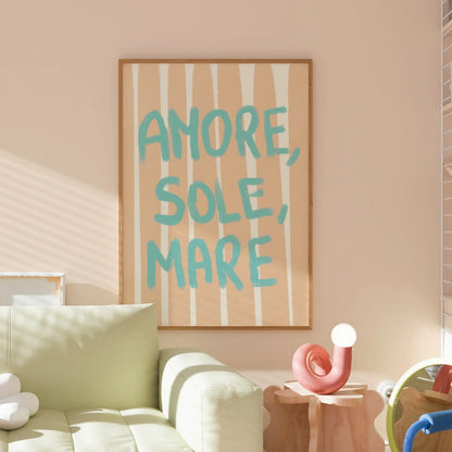 Amore Sole Mare Wall Art - Italian Summer Quote Print
