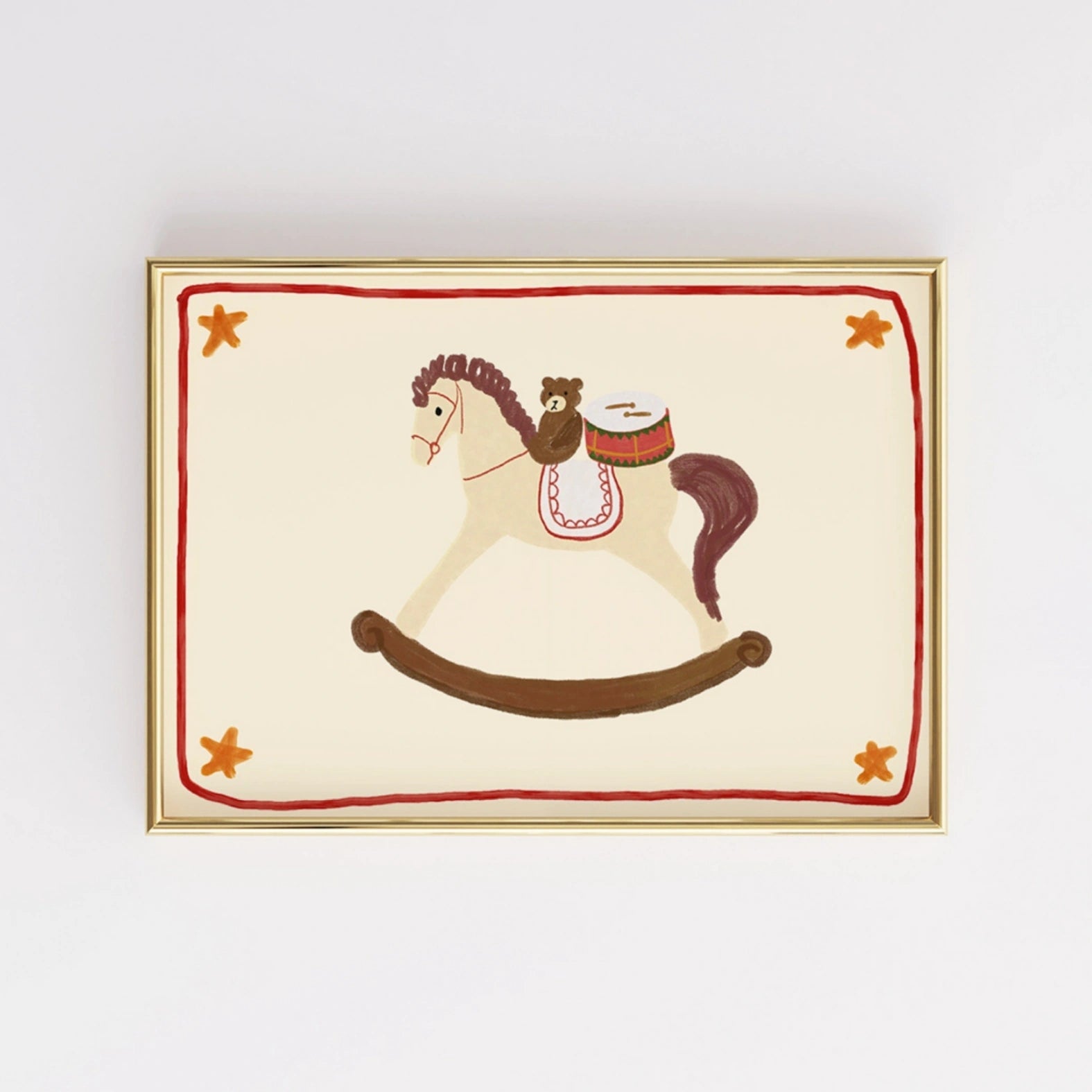 Rocking Horse Christmas Nursery Print