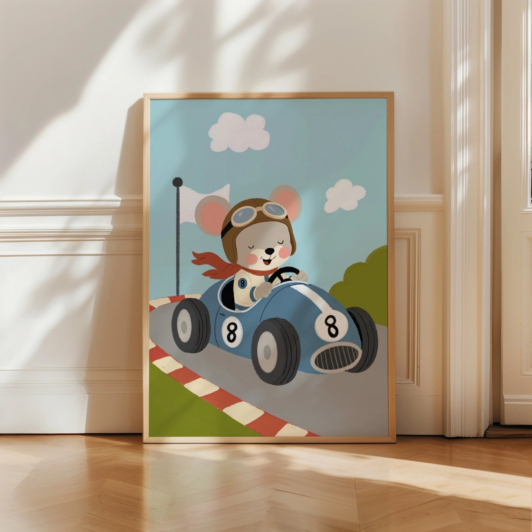 Race Car Mouse Nursery Print