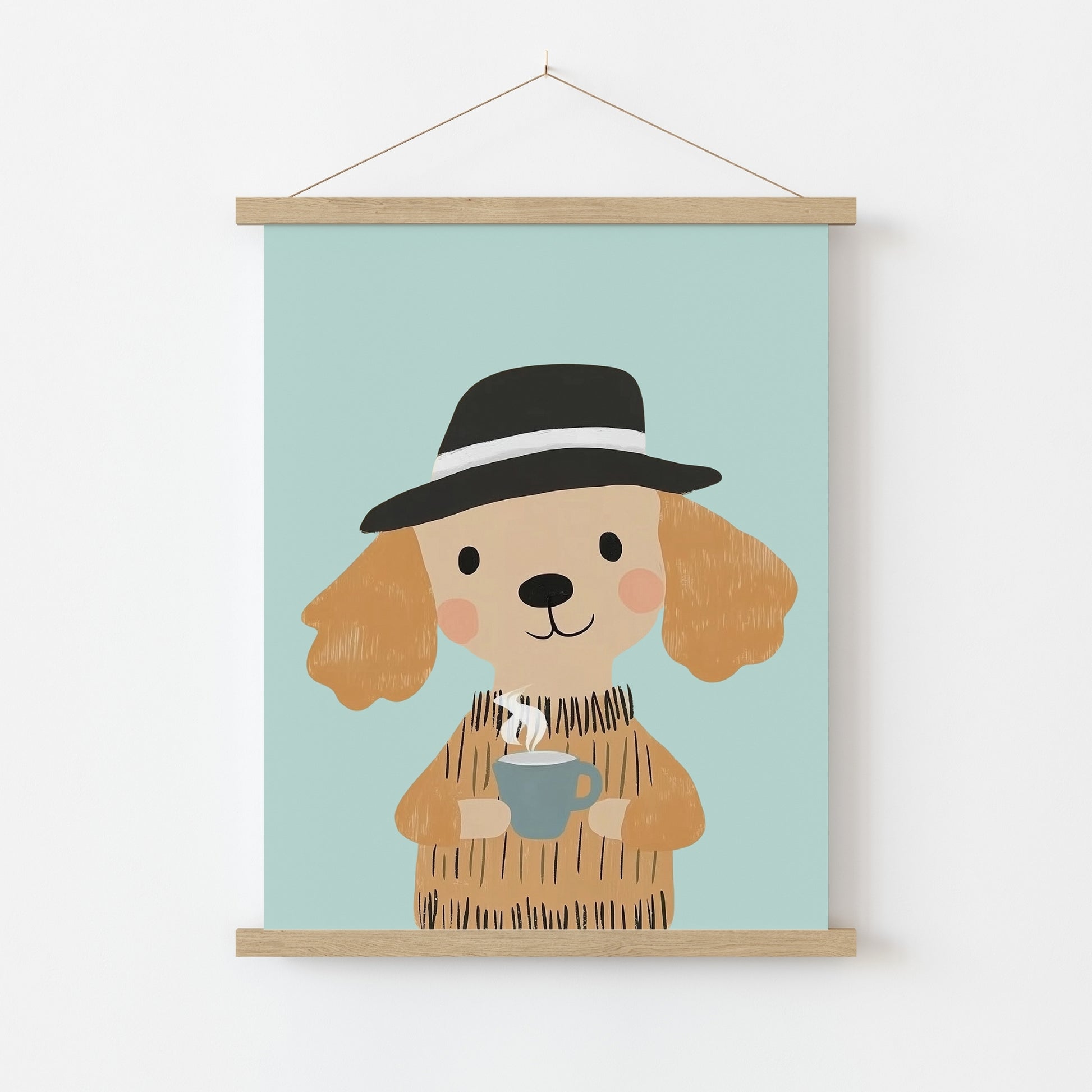 Coffee Dog Wall Art – Accogliente opera d'arte raffigurante animali
