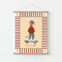 Skateboard Giraffe Nursery Print