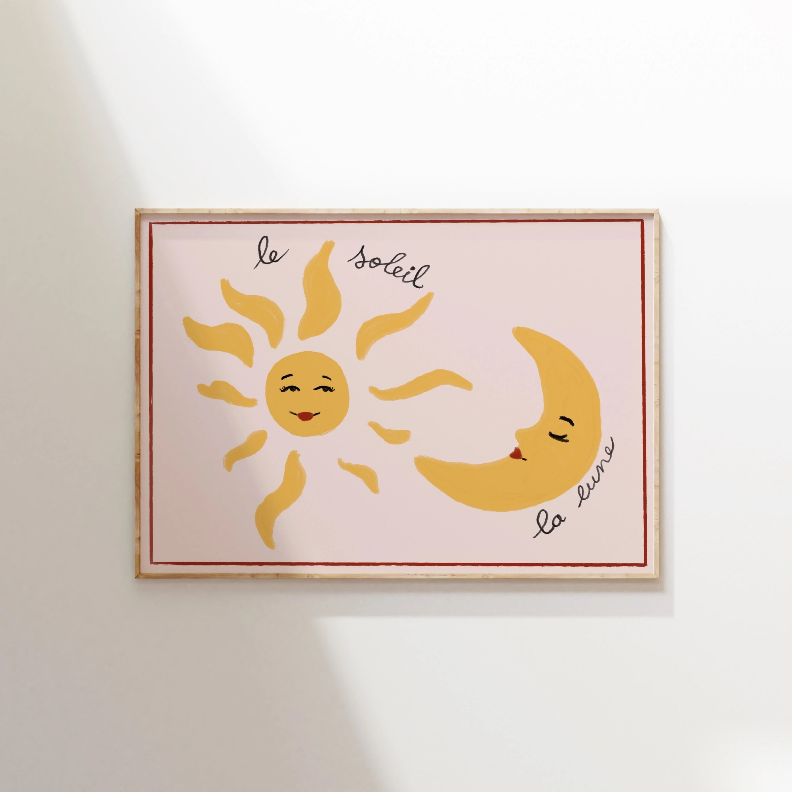 French Sun and Moon Wall Art, Vintage Nursery Decor