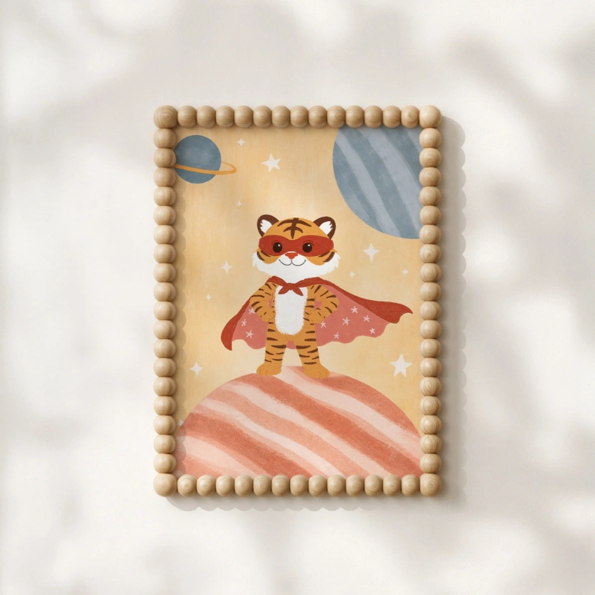 Superhero Tiger Space Nursery Wall Art, Space Nursery Decor