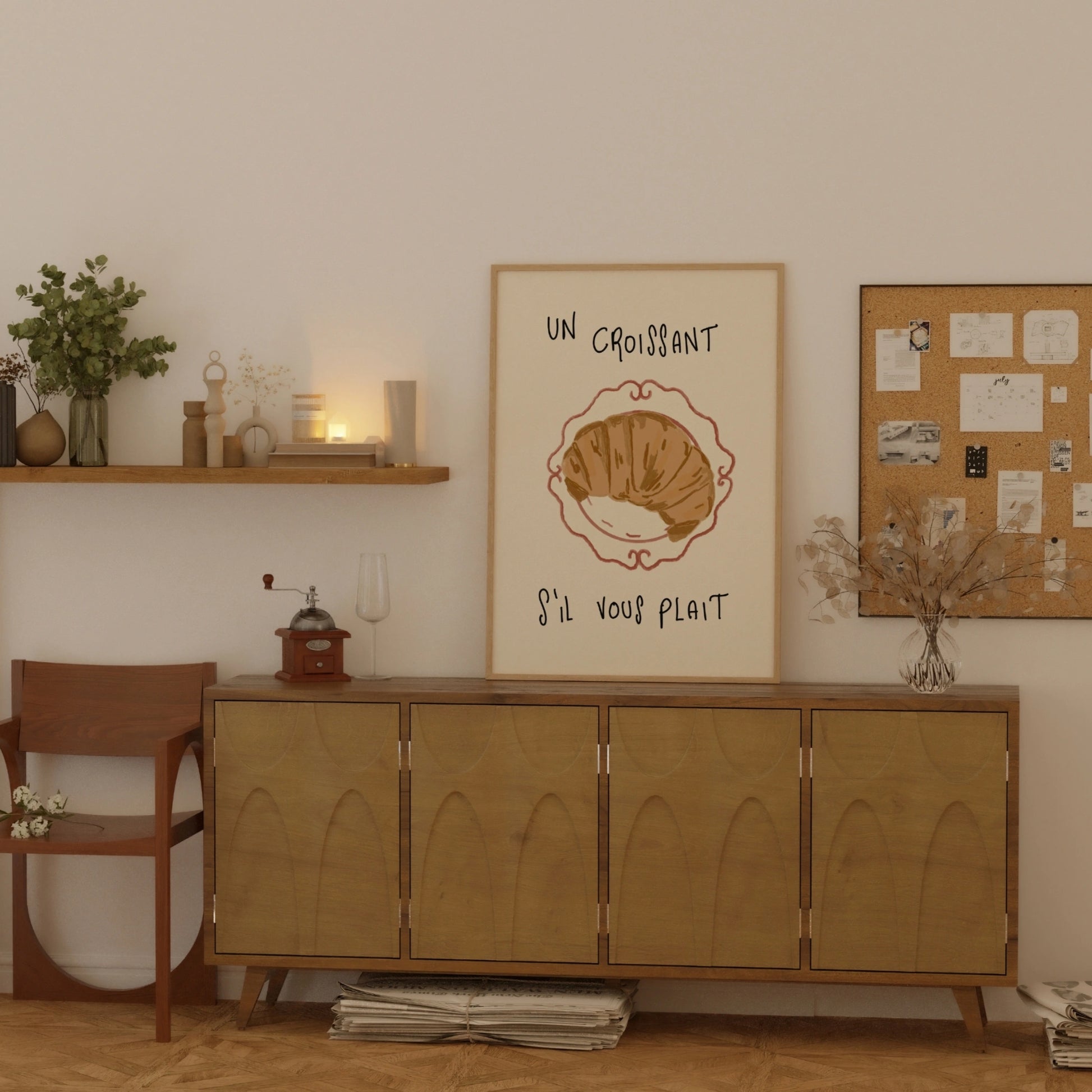 Decorazione murale per la tavola da pranzo italiana – Stampa di pasta, vino e cucina