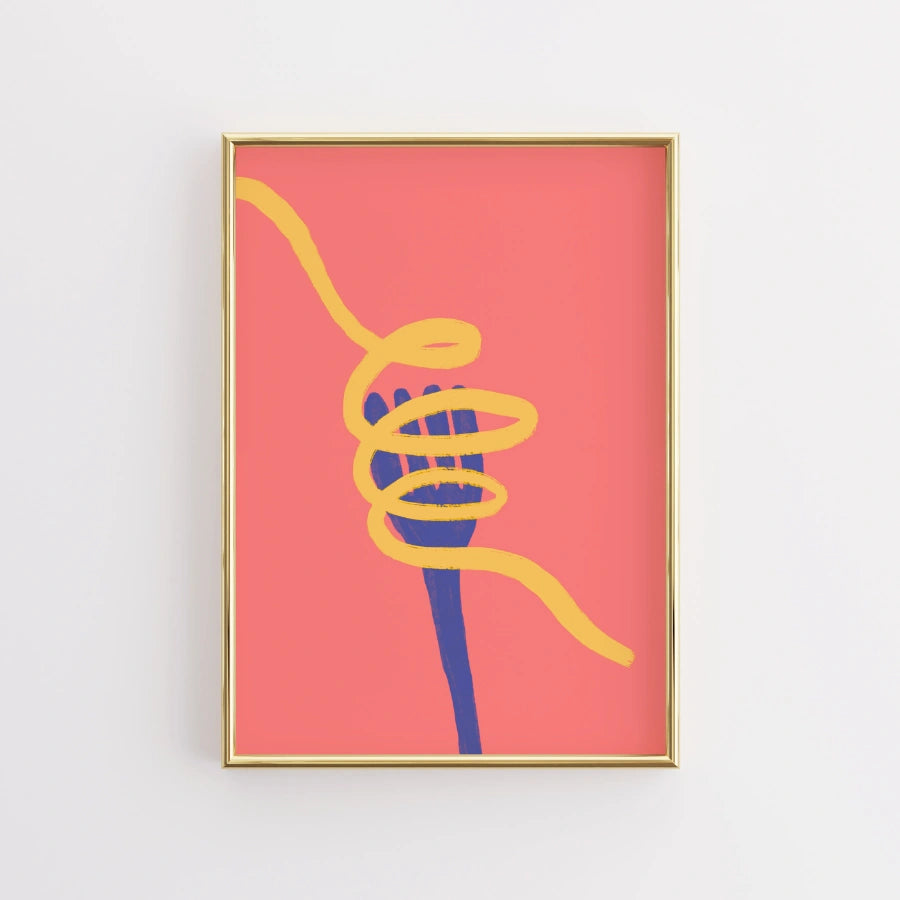 Modern Pasta Wall Art – Bold Spaghetti Illustration Print