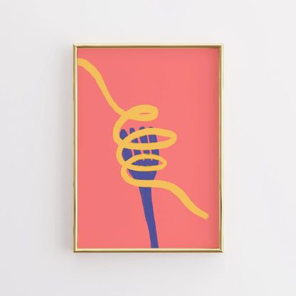 Modern Pasta Wall Art – Bold Spaghetti Illustration Print