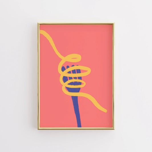 Modern Pasta Wall Art – Bold Spaghetti Illustration Print