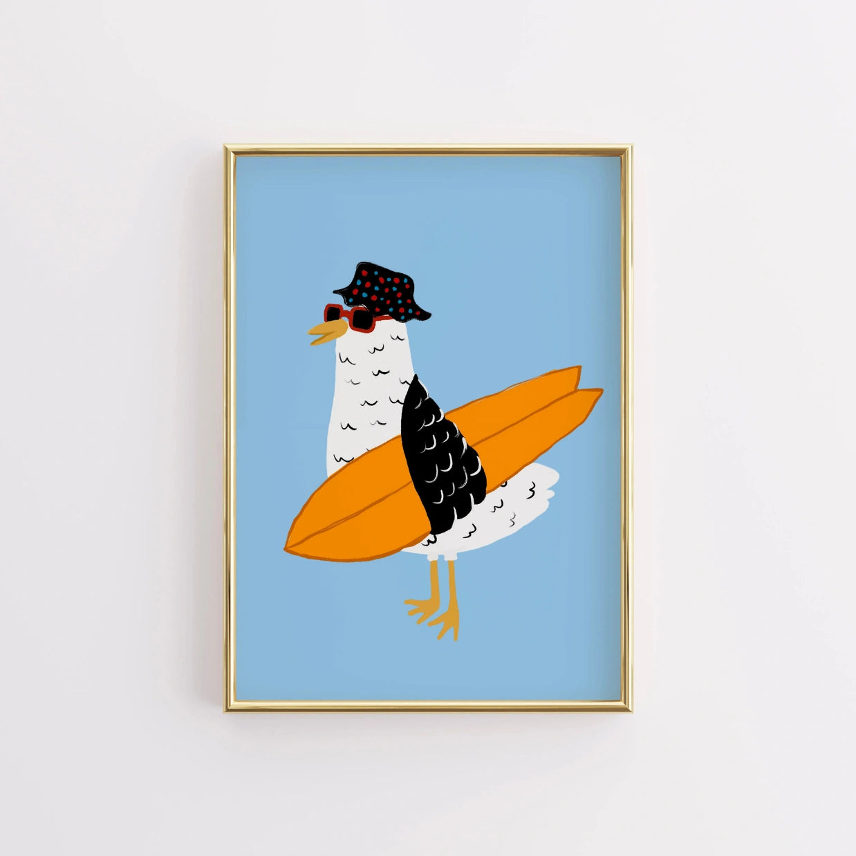 Impresión de gaviota: arte mural divertido de verano costero