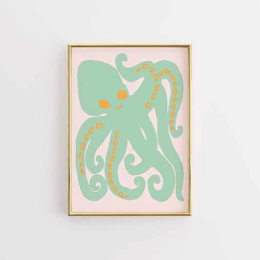 Octopus Wall Art - Cute Sea Life Print