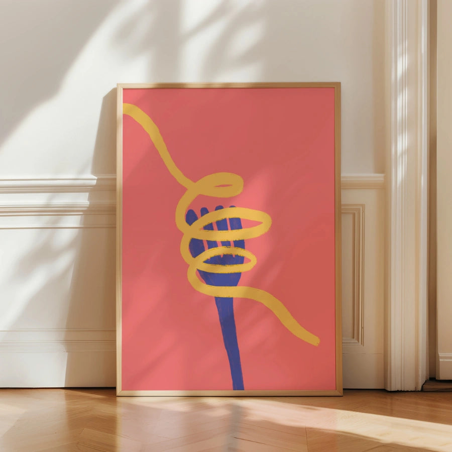 Modern Pasta Wall Art – Bold Spaghetti Illustration Print