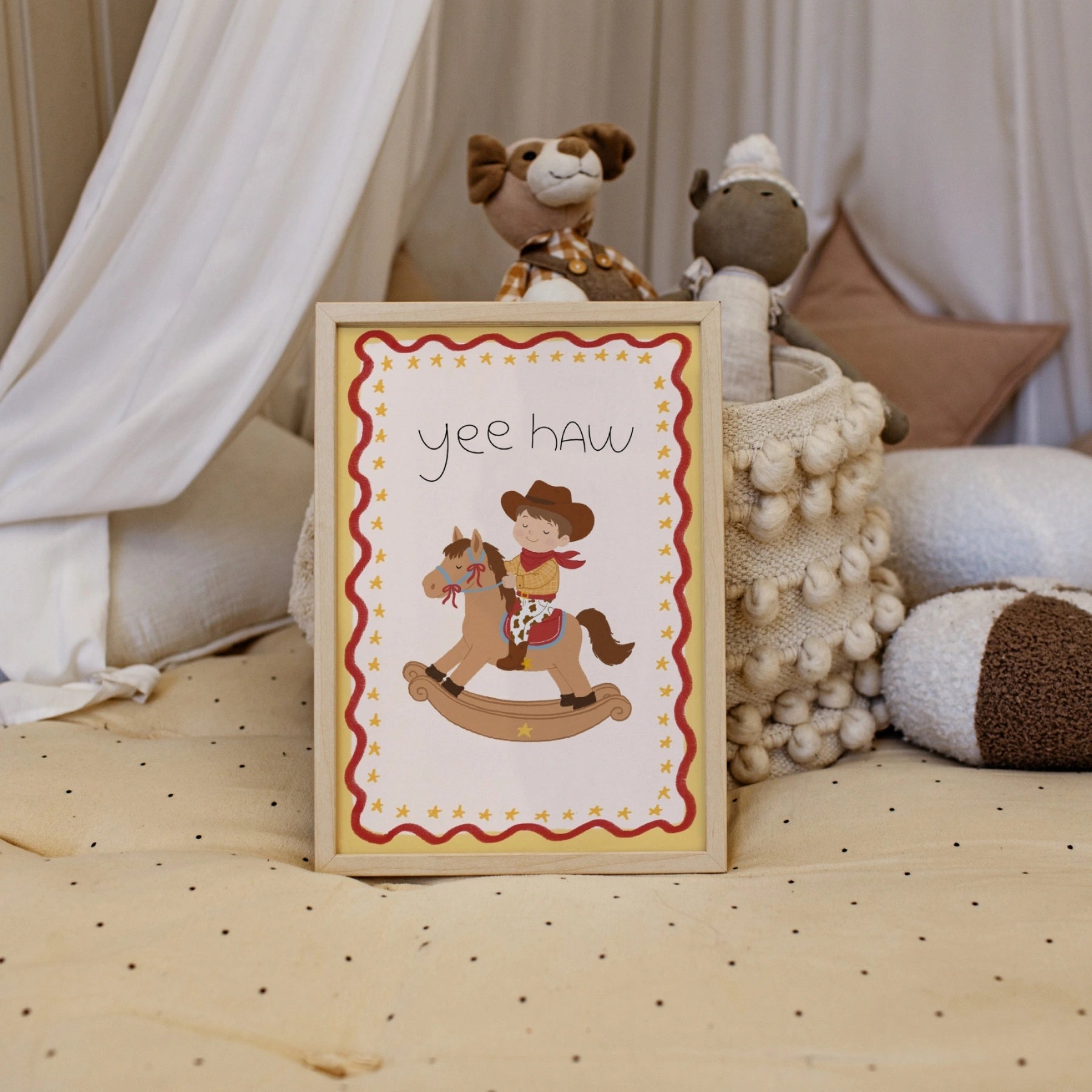Affiche murale pour chambre de bébé cowboy avec inscription « Yee Haw »