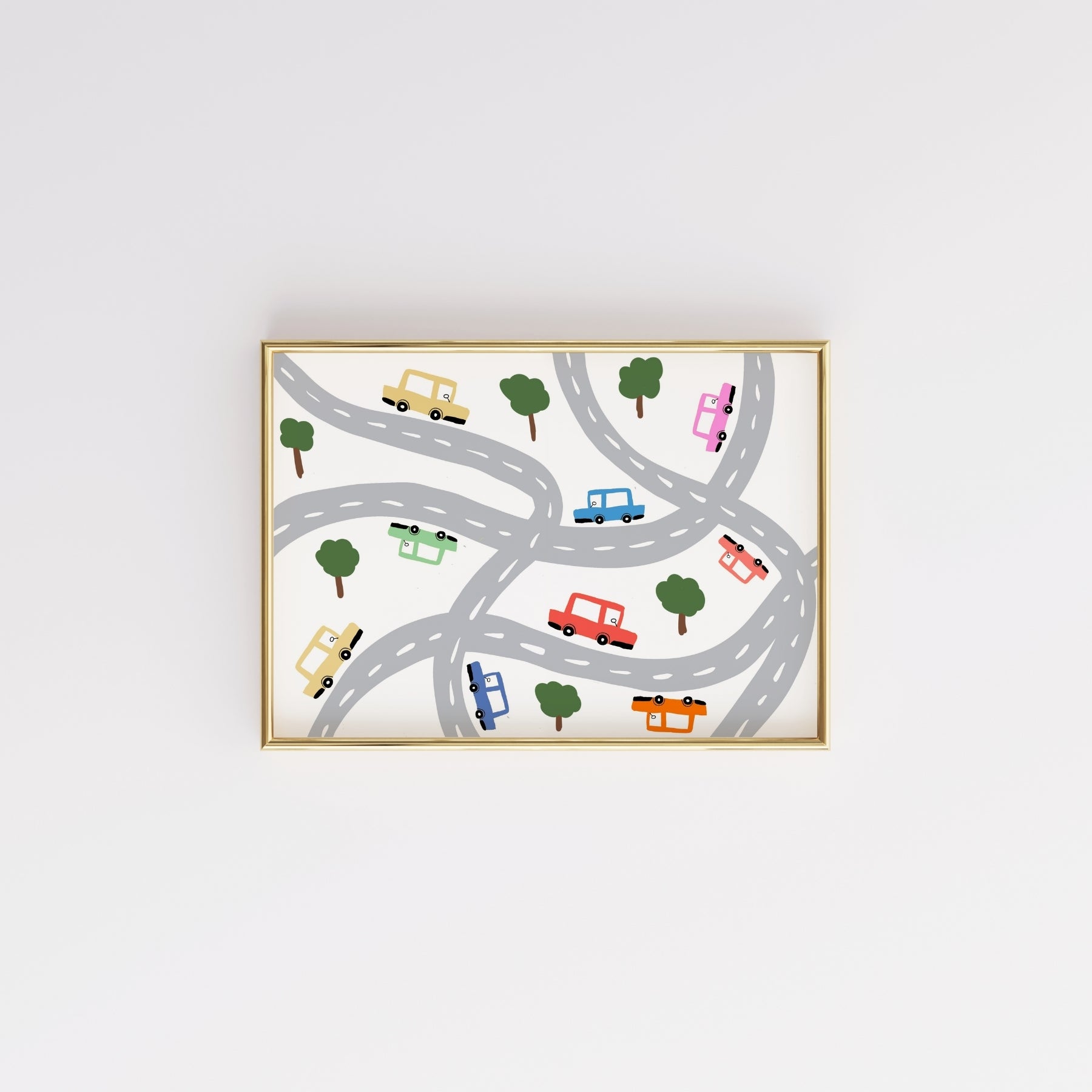 Stampa per bambini "Cars on the Road" - Simpatica decorazione murale con veicoli per bambini