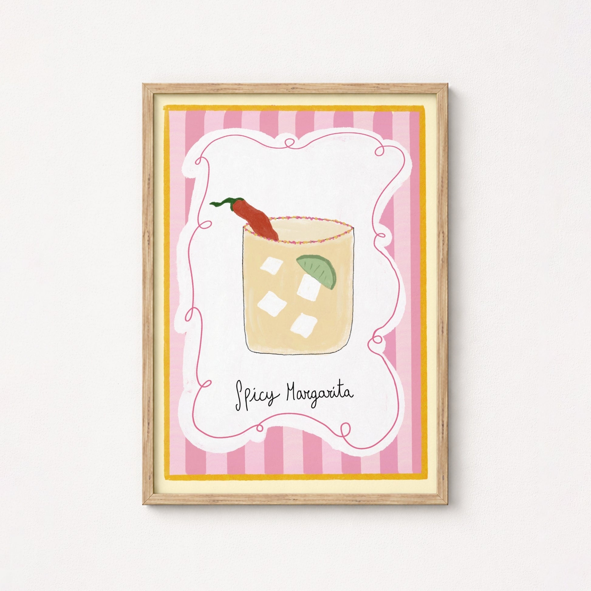 Spicy Margarita Cocktail Wall Art, Kitchen Wall Decor