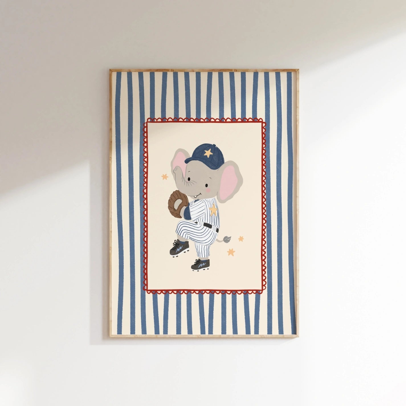 Baseball Elephant Nursery Print, Kids Sports Wall Art