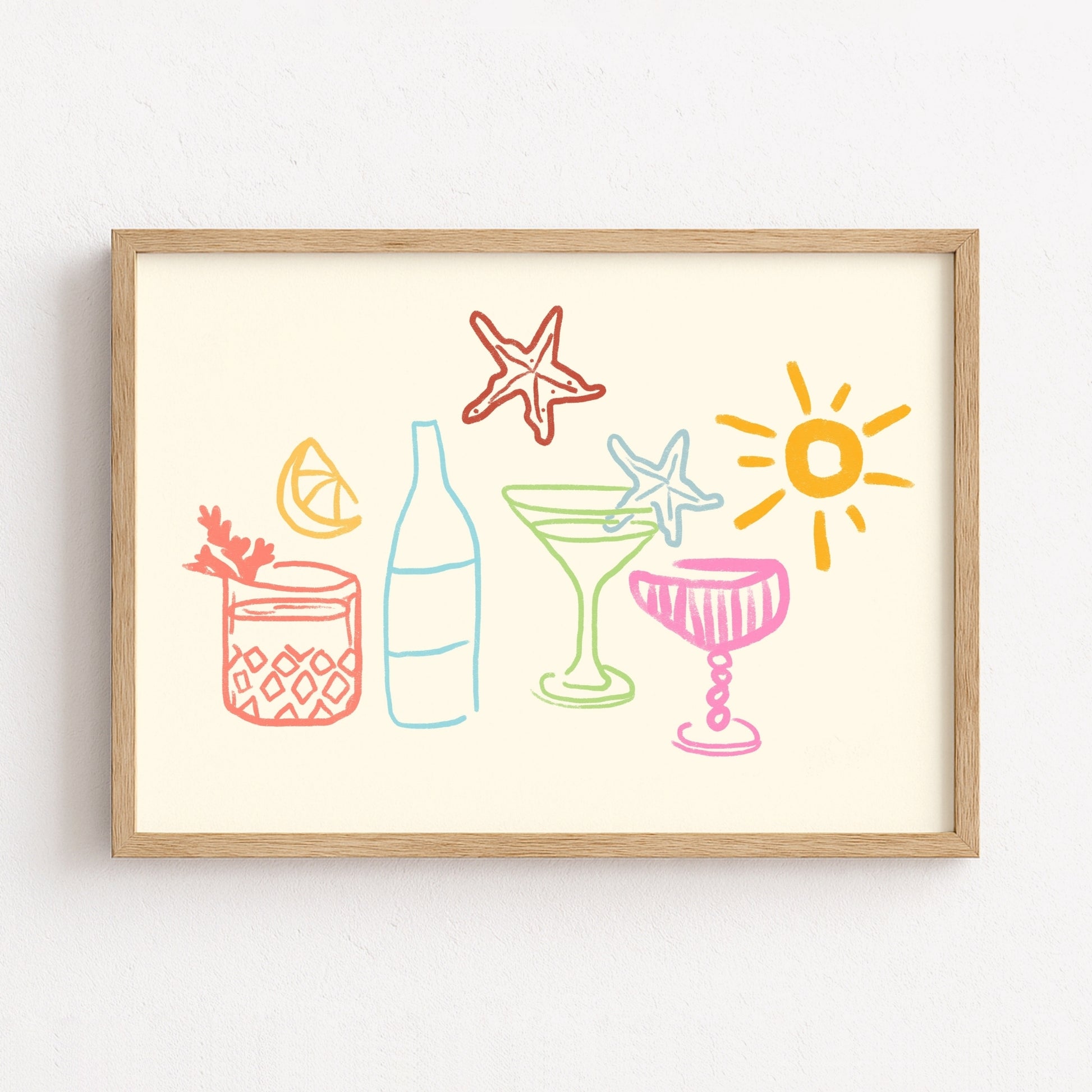 Summer Cocktails Print – Coastal Bar Wall Art