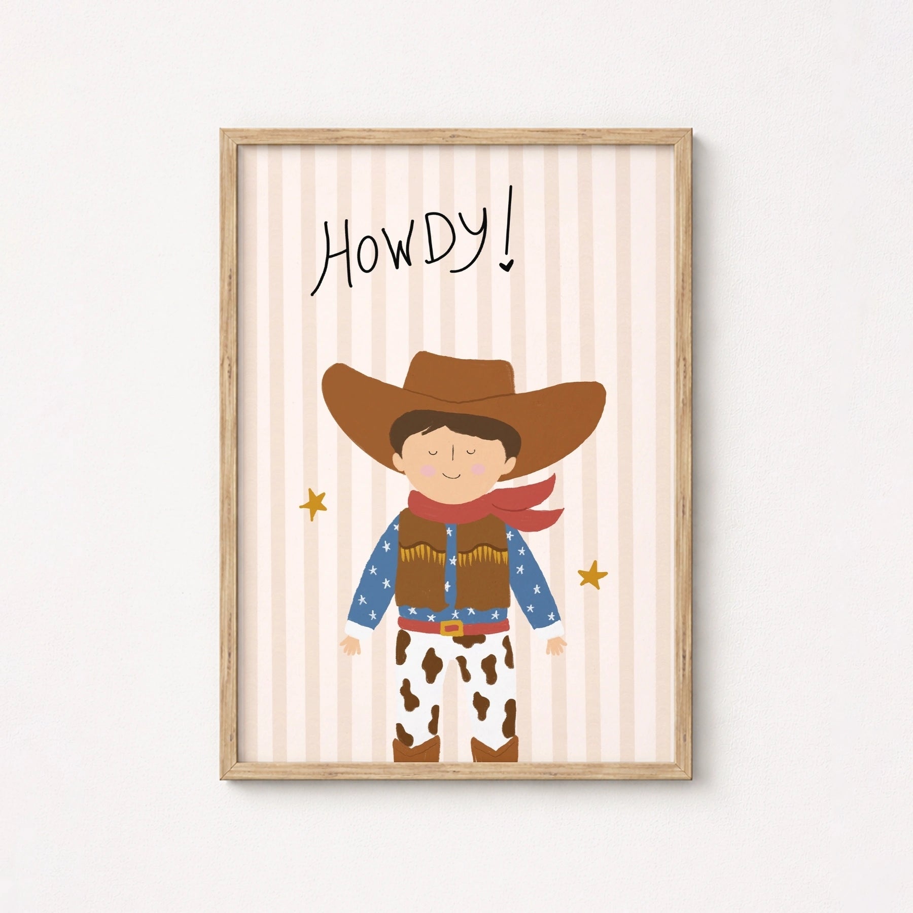 Affiche murale pour chambre de bébé cowboy avec inscription « Howdy »