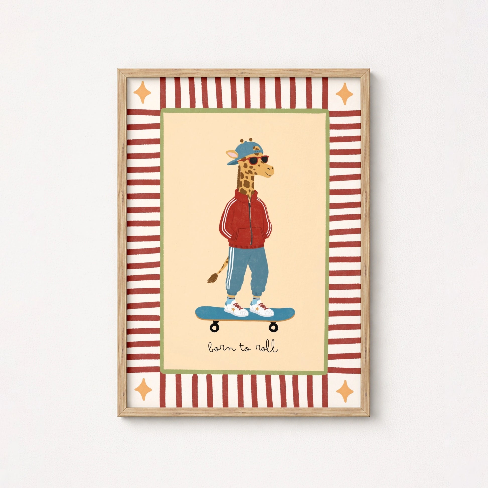 Skateboard Giraffe Nursery Print