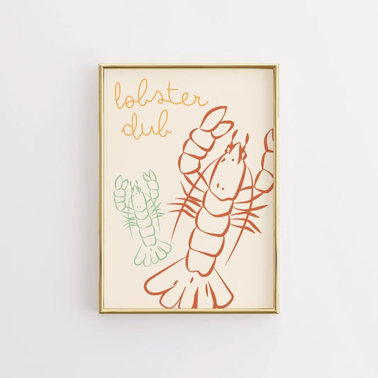 Lobster Club Wall Art - Fun Coastal Kitchen Print