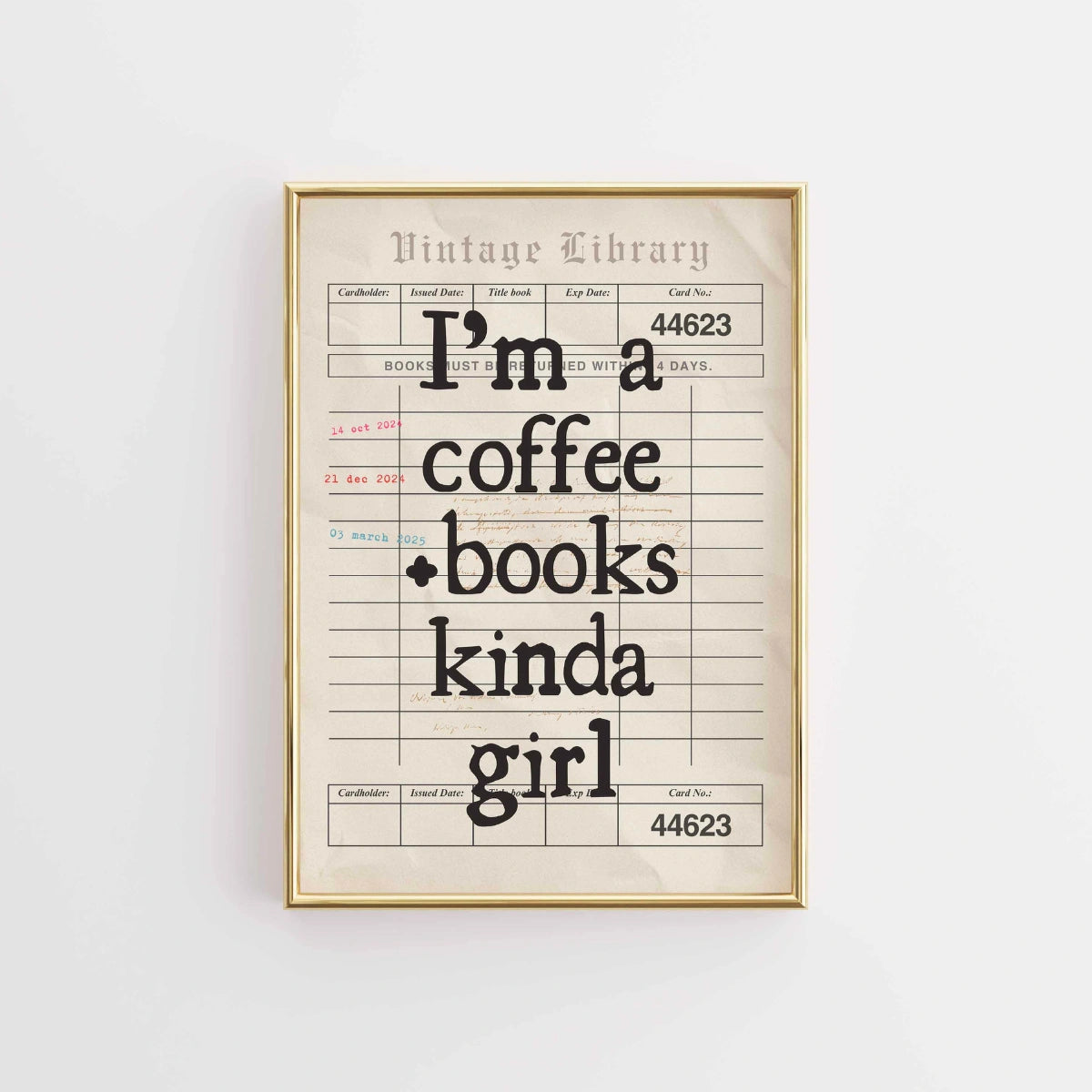 Coffee and Books Girl Print – Vintage Library Wall Art