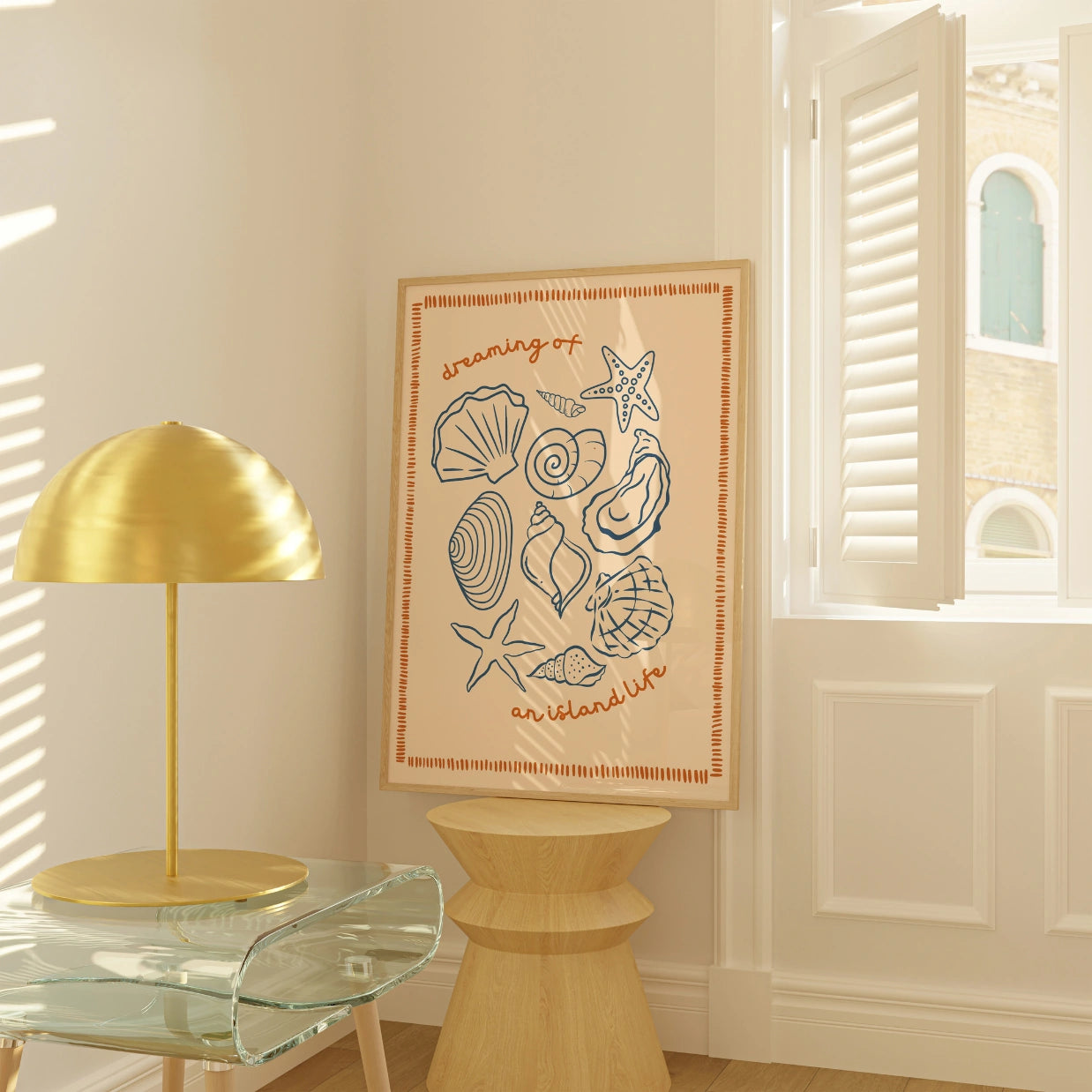 Island Life Shell Print – Peach Coastal Wall Art