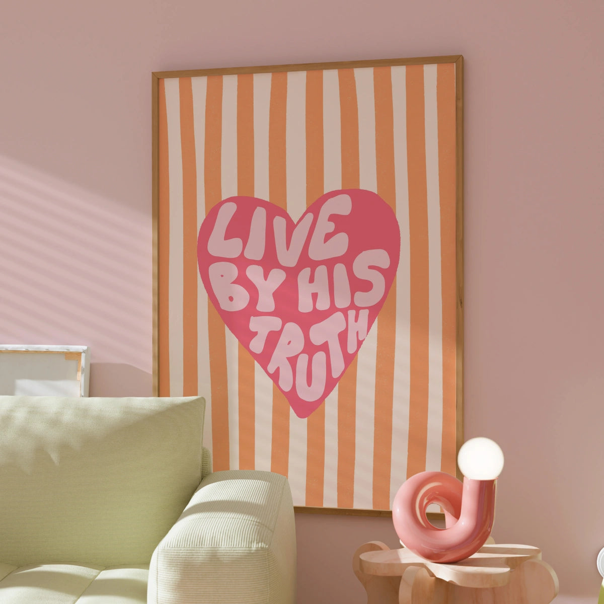 Live by His Truth Print – Christian Heart Wall Art