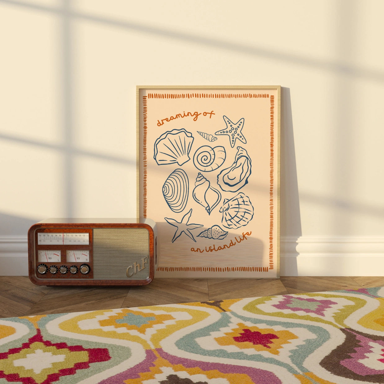 Island Life Shell Print – Peach Coastal Wall Art