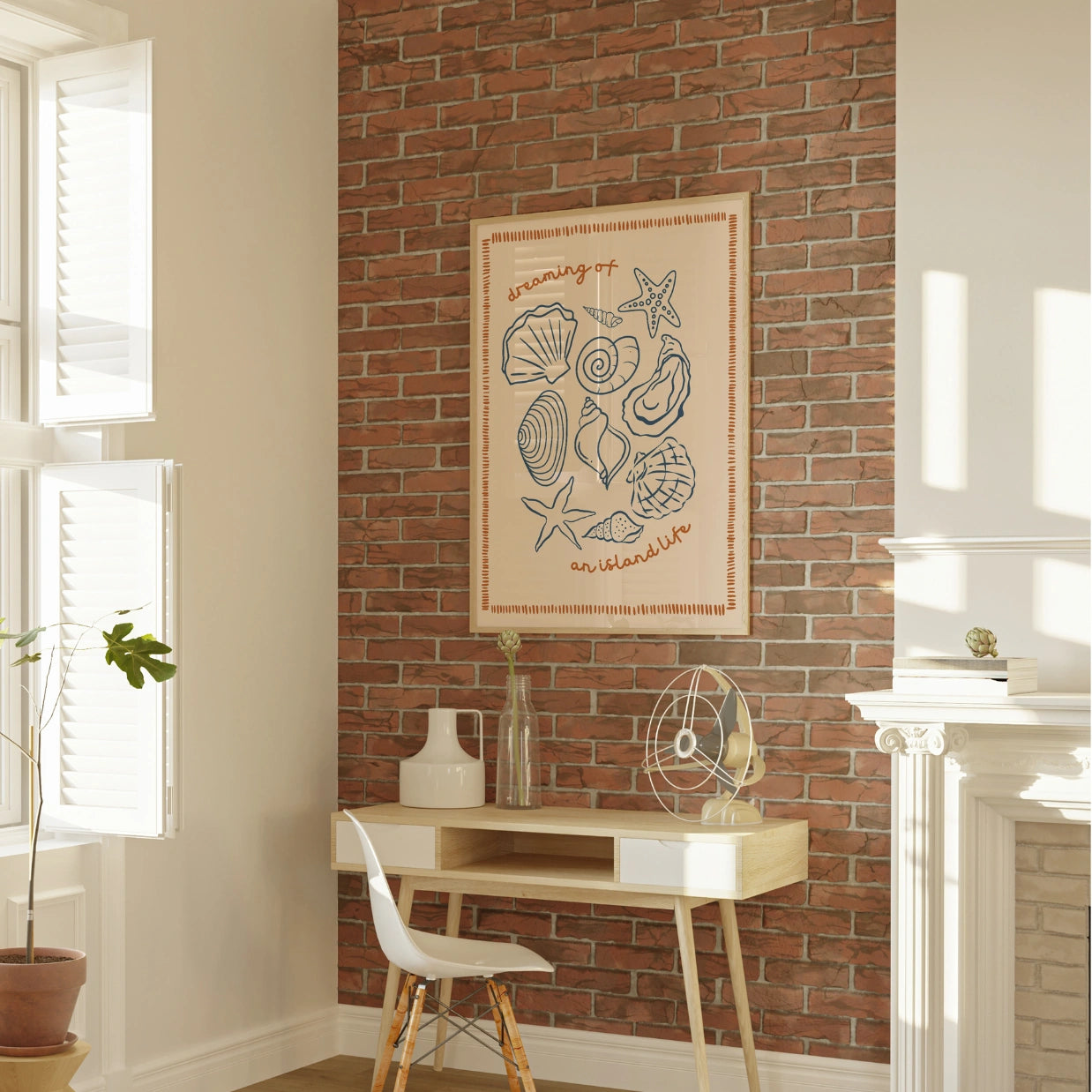 Island Life Shell Print – Peach Coastal Wall Art