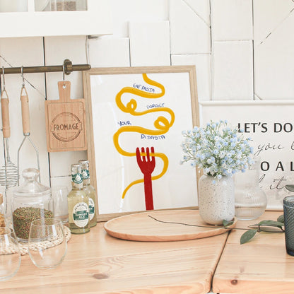 Funny Pasta Wall Art – Eat Pasta Forget Your Disasta Print