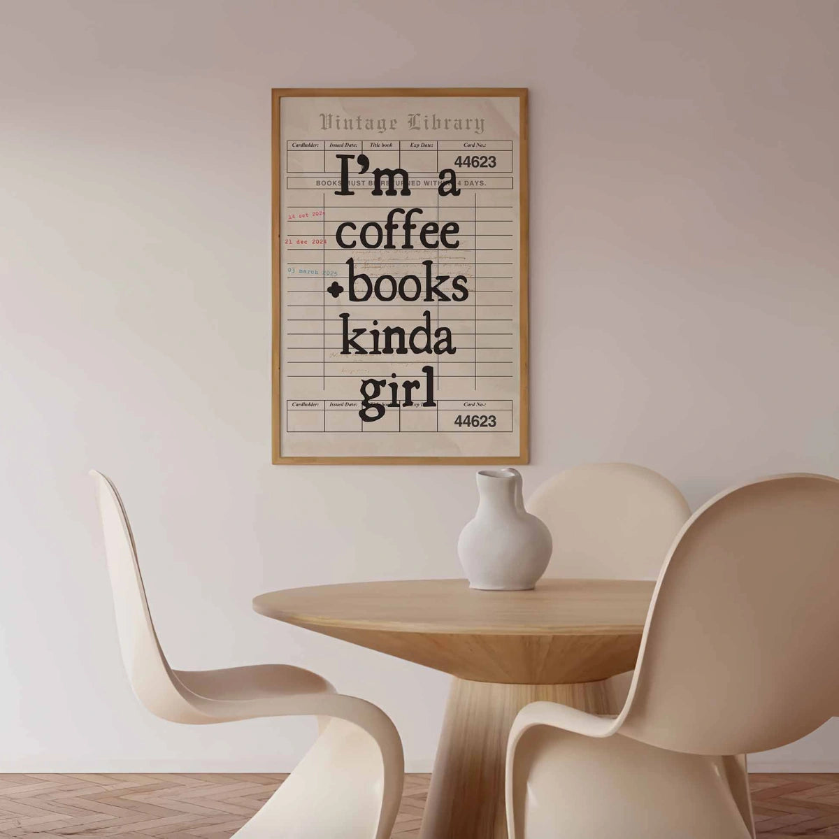 Coffee and Books Girl Print – Vintage Library Wall Art
