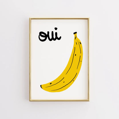 Oui Banana Wall Art – French Funny Kitchen Print