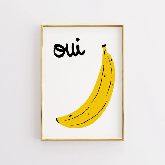 Oui Banana Wall Art – French Funny Kitchen Print
