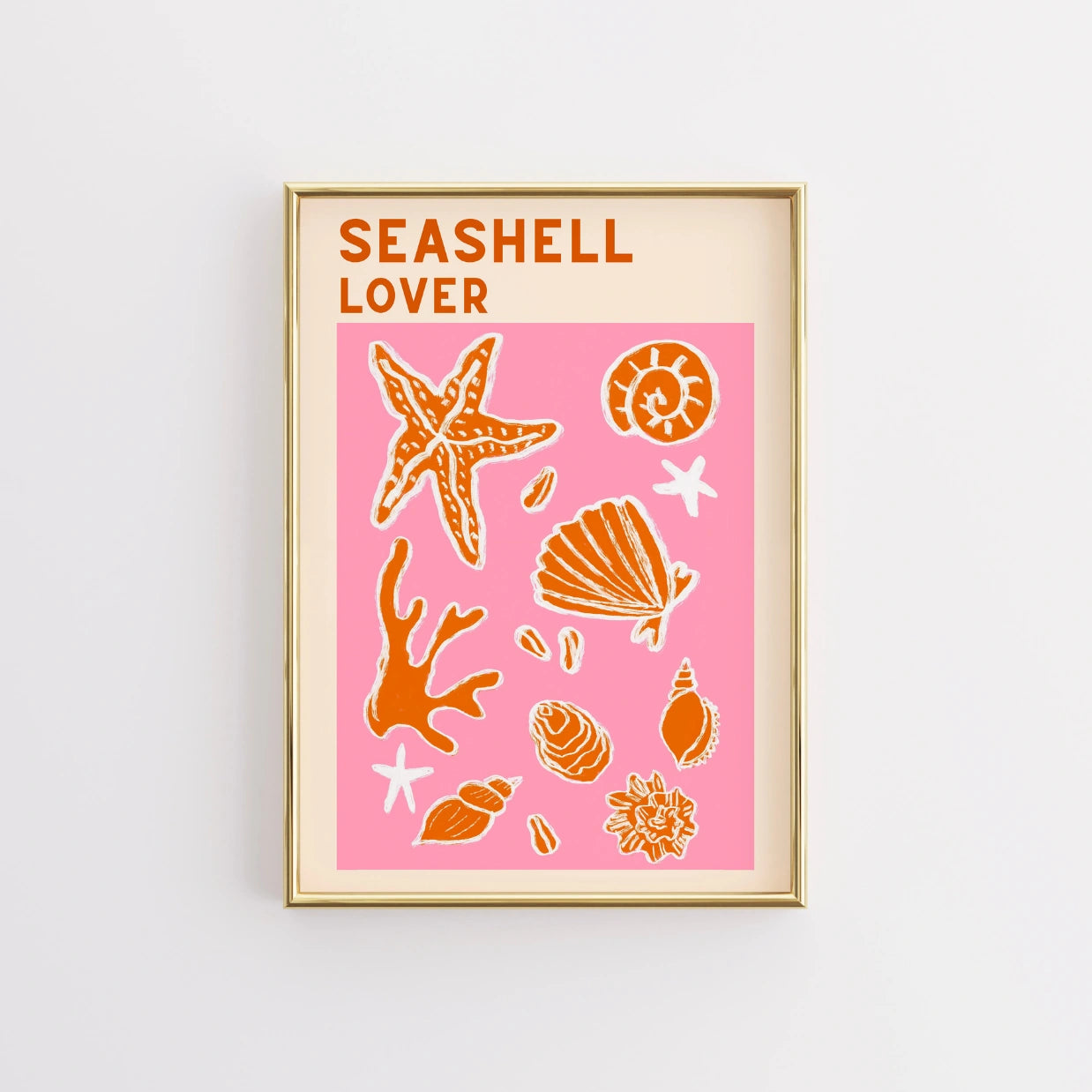 Seashell Lover Print – Bold Coral Coastal Wall Art