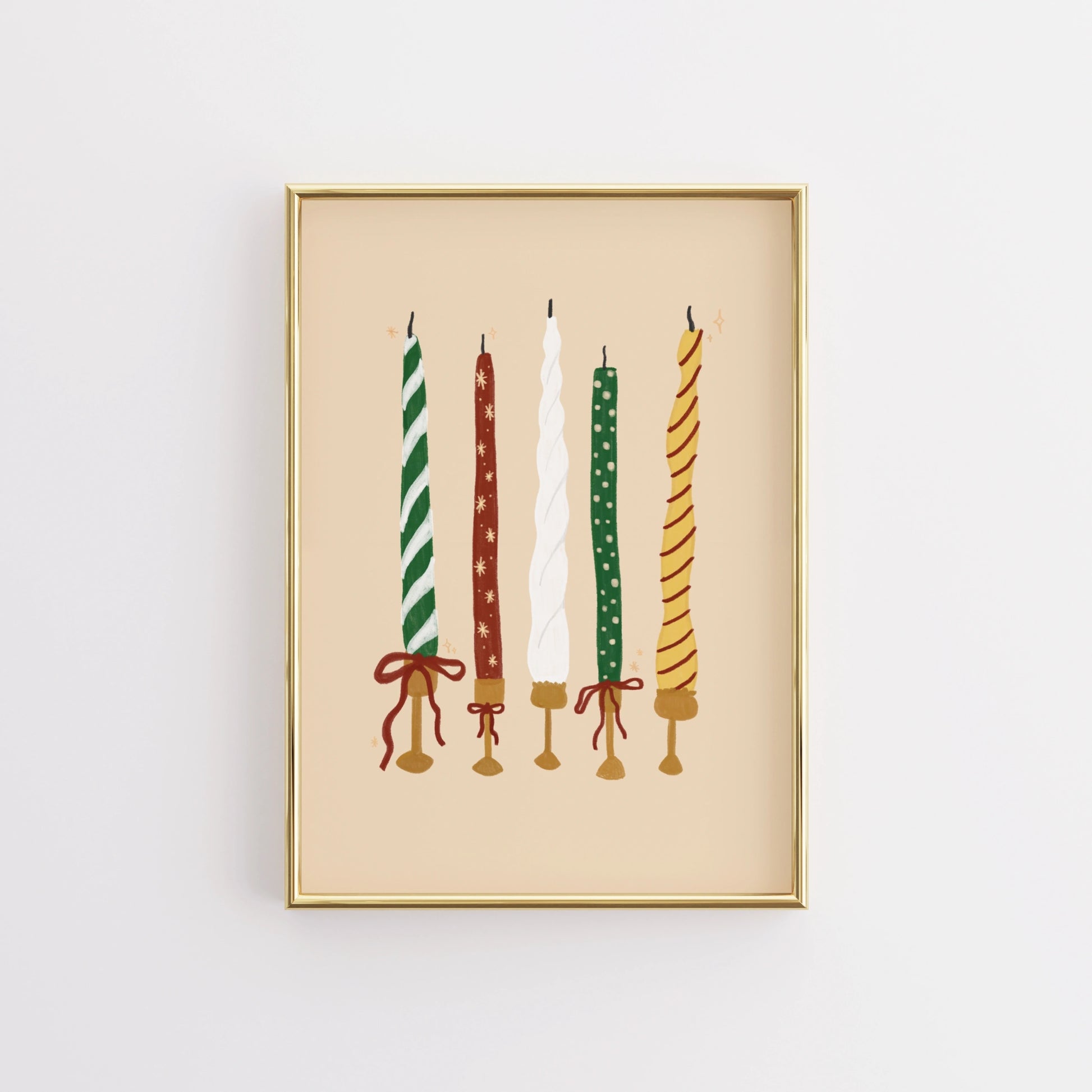 Vintage-Weihnachtskerzen-Wandkunst