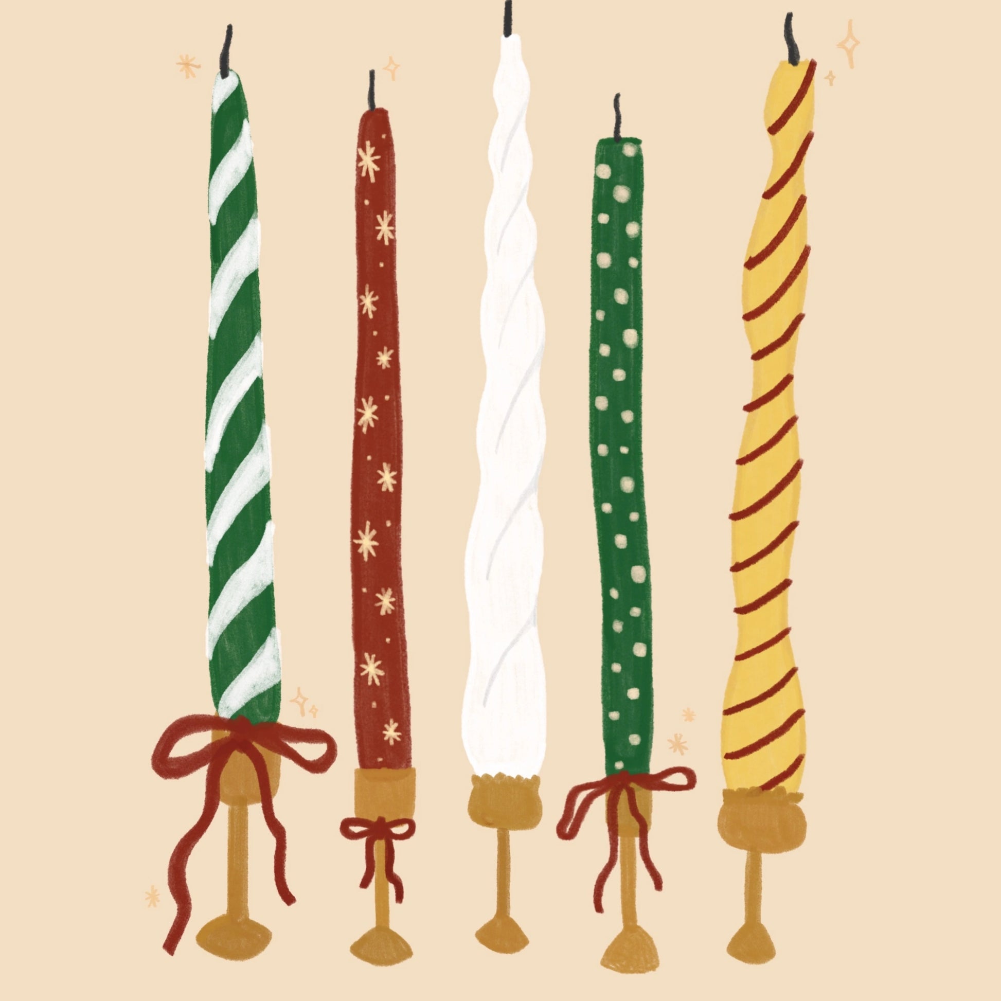 Vintage-Weihnachtskerzen-Wandkunst