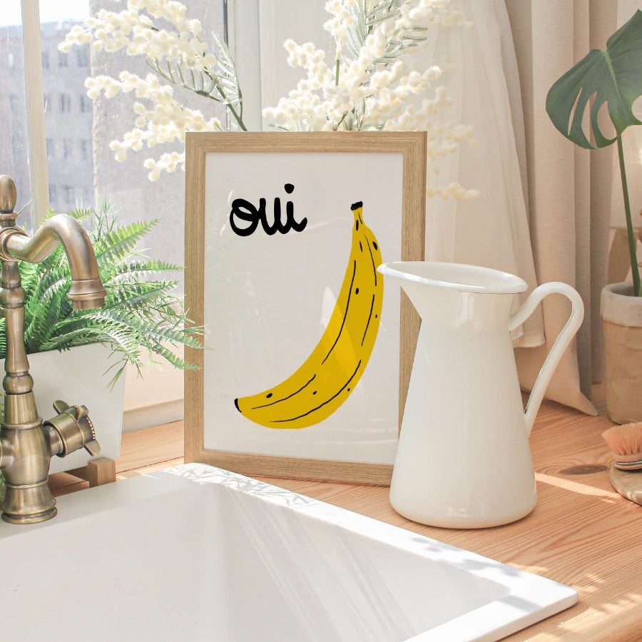 Oui Banana Wall Art – French Funny Kitchen Print