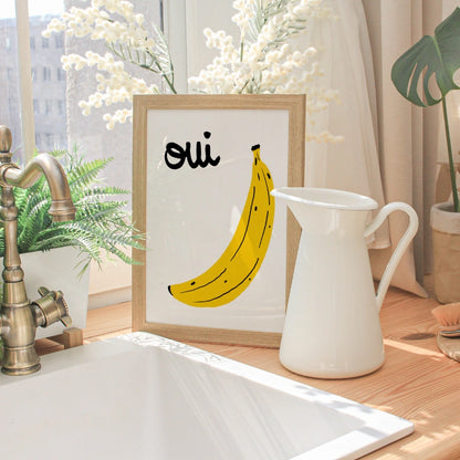 Oui Banana Wall Art – French Funny Kitchen Print