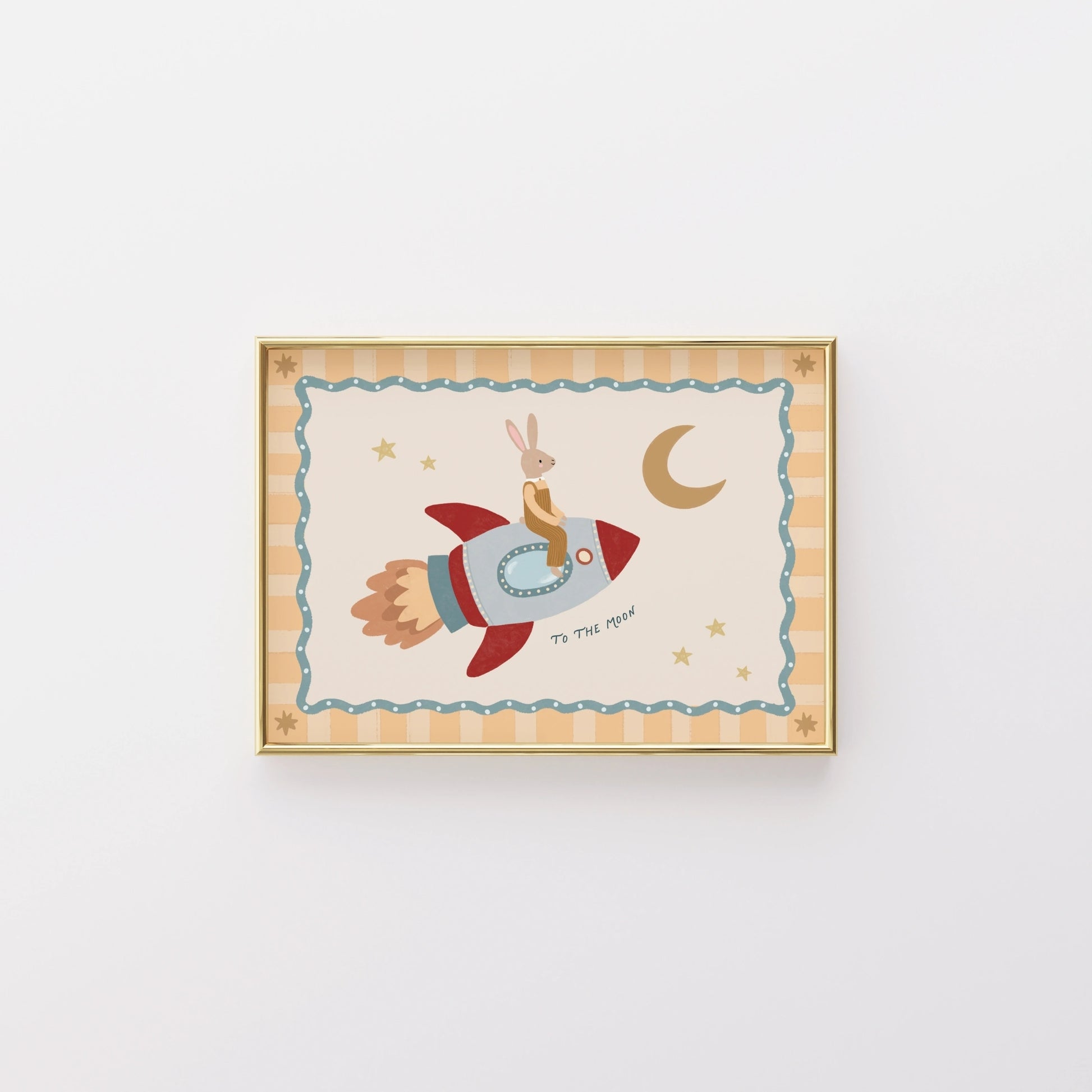 Rabbit Rocket Nursery Print