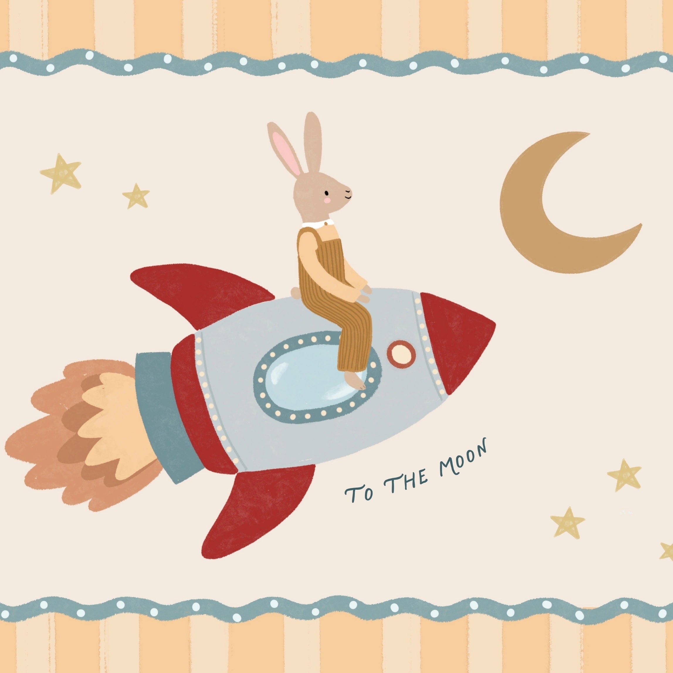 Stampa per bambini di Coniglietto su razzo spaziale