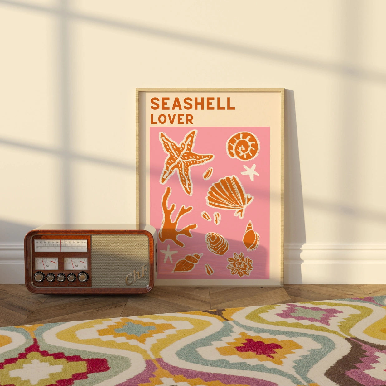 Seashell Lover Print – Bold Coral Coastal Wall Art