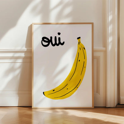 Oui Banana Wall Art – French Funny Kitchen Print